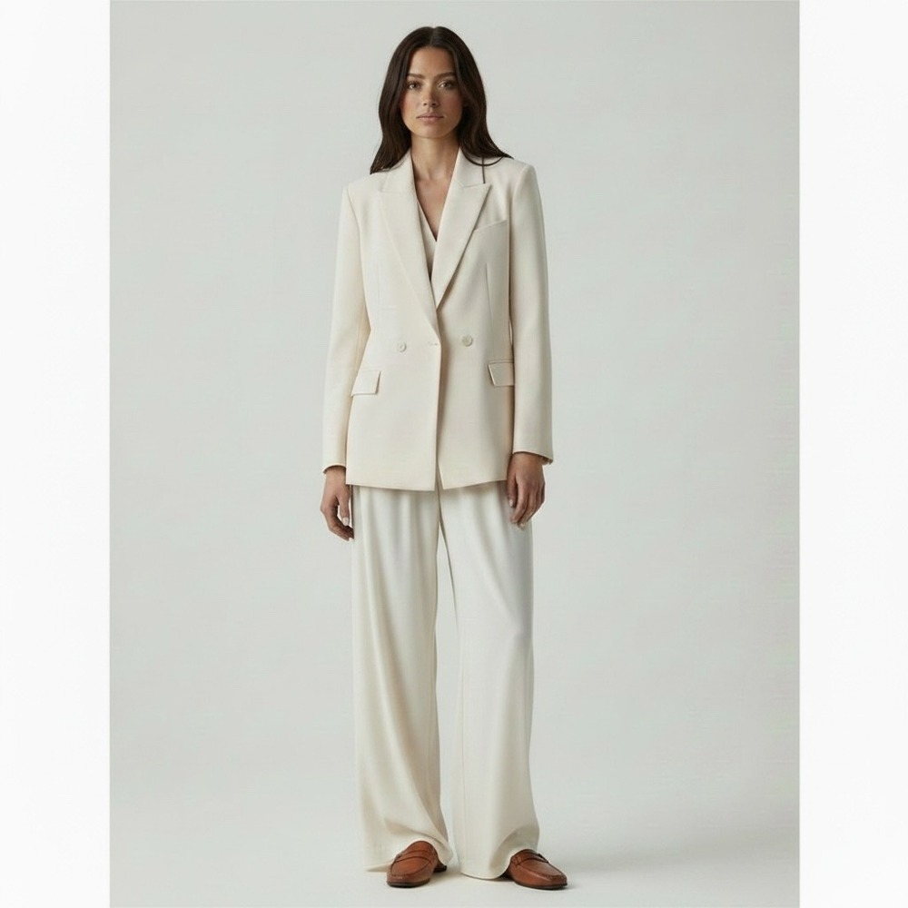 House of Harlow 1960 | Corduroy Ribbed Blazer XL Cream Double Breasted Jacket